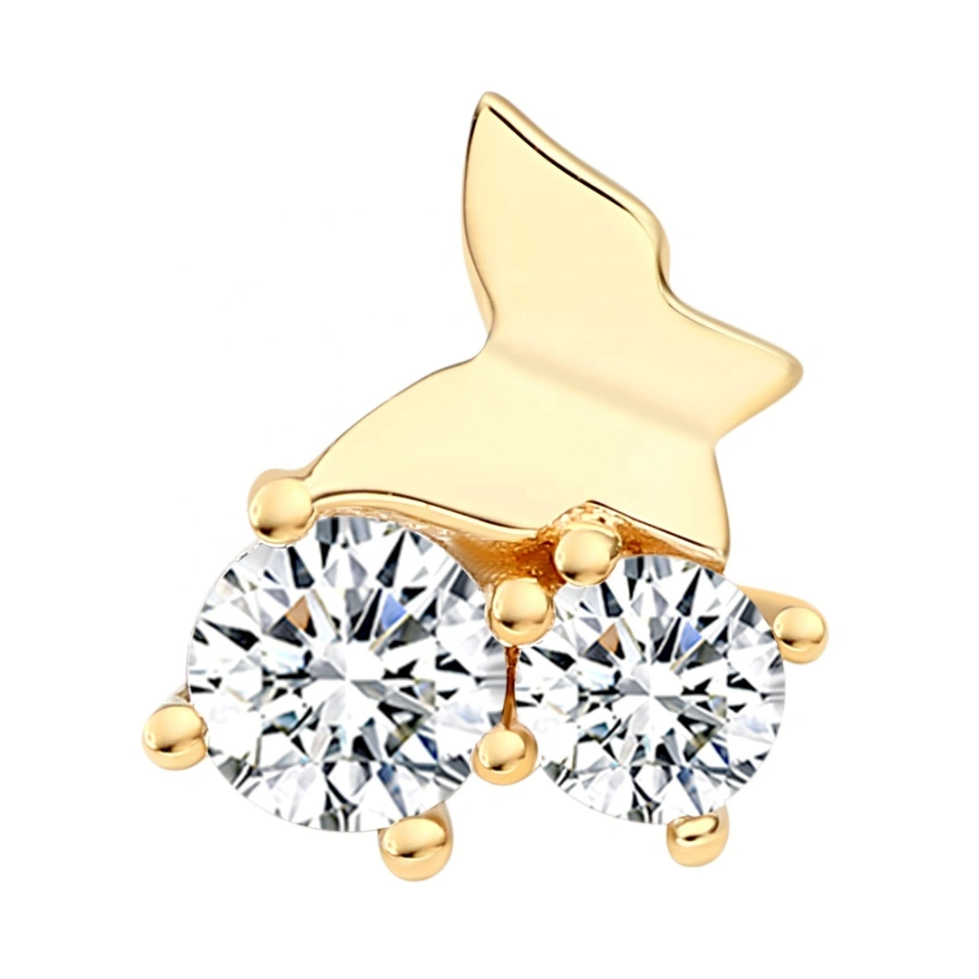 Eternal Metal 14k Solid Gold Butterfly Shaped Ear Piercing Jewelry 1