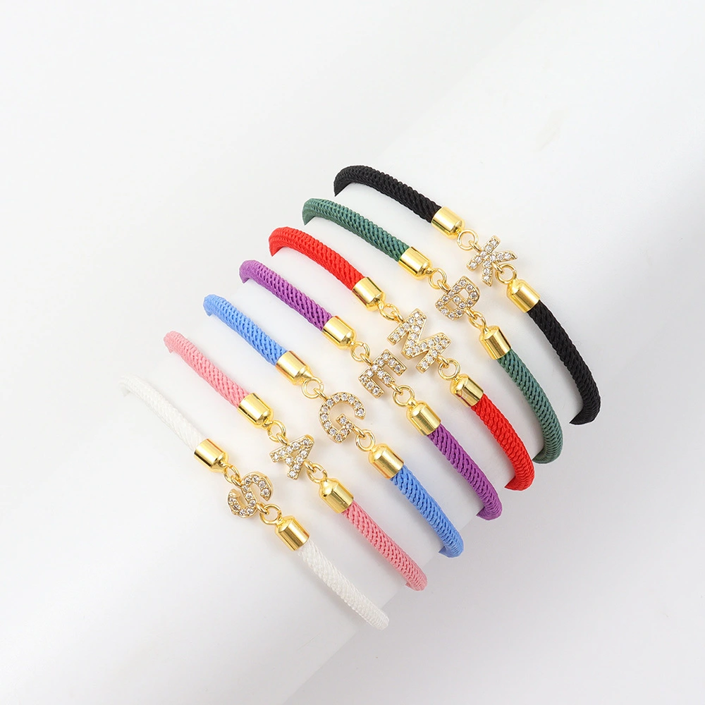 Wholesale Stylish Gold-plated Diamond-encrusted Nylon 26-letter Universal Bangle For Men And Women1 1