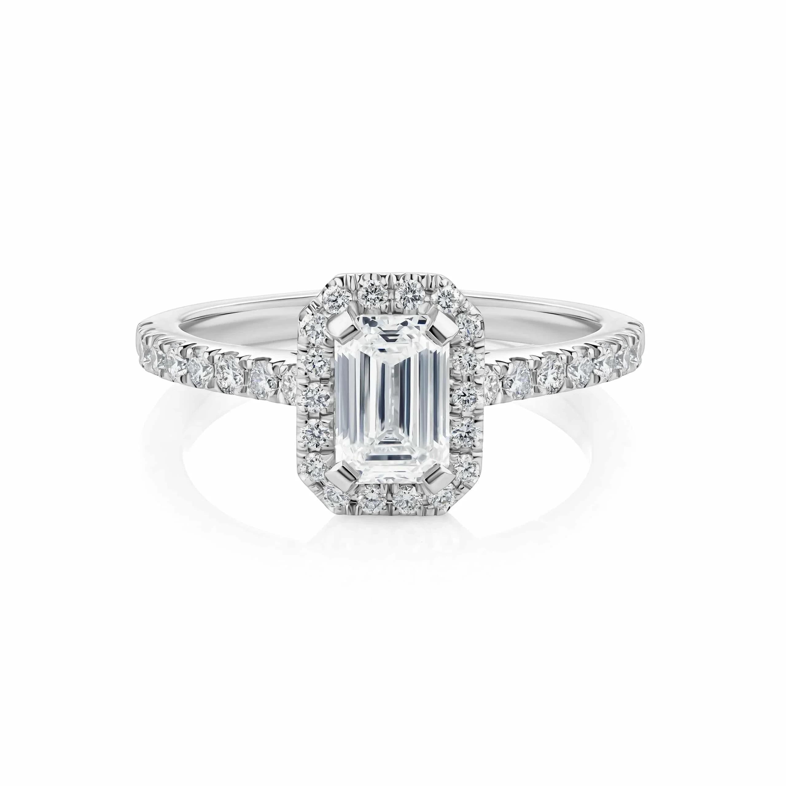 6 * 8 mm 2CT Bague de fiançailles à coupe émeraude 10k 14k or White Diamond Halo Femmes Moisanite Ringue 1