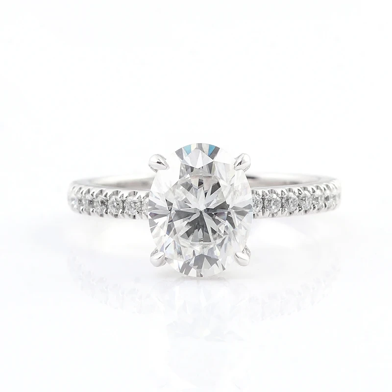Certificat GRA 9x7 mm Ovale Diamond Center Gold Ring Platinum 950 Moisanite Diamond 2 Carat Women Gold Ring 1