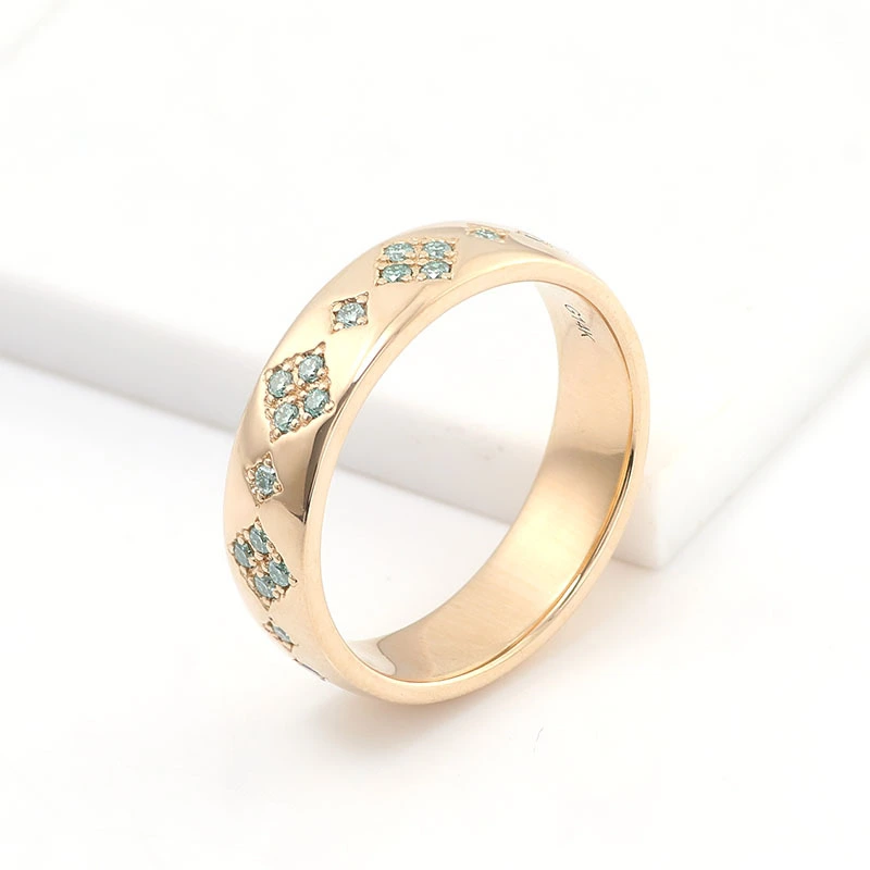 ANILLO DE VELOCIDAD DE VENTA CALIENTE SET DE ORO REAL AMARILLO DE 14K PARA CONDIVO DE ENFRIGACIÓN DE LA BODA DEL MARIDO Y ESPOSO 1