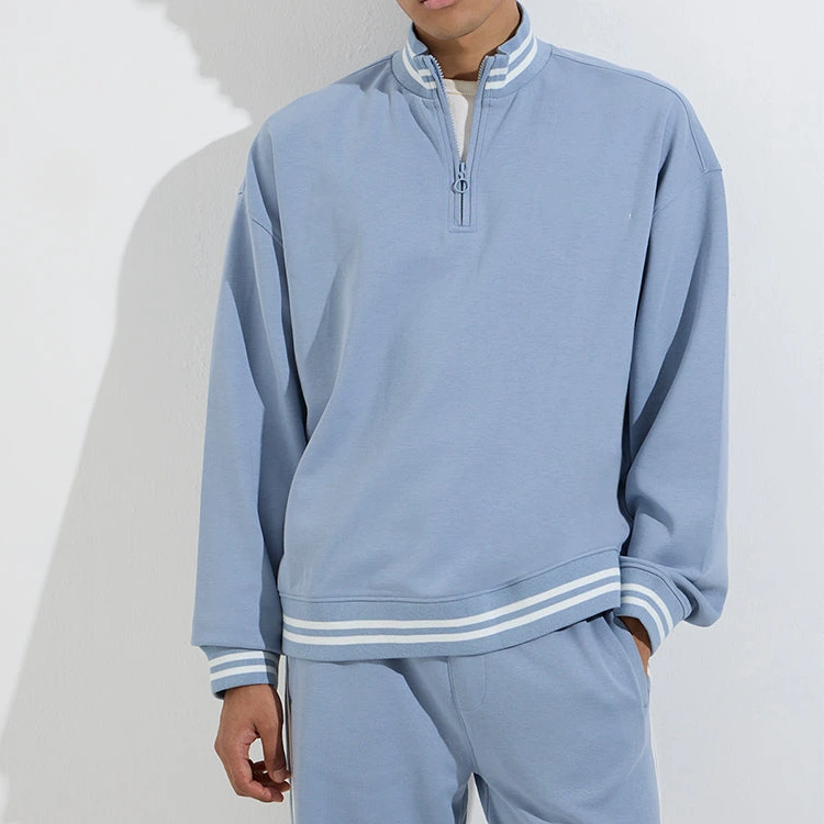 Custom Streetwear Designer Sweatshirts Mens High Quality Essentials Heavyweight Printed Half Zip Sweatshirt For Men 1