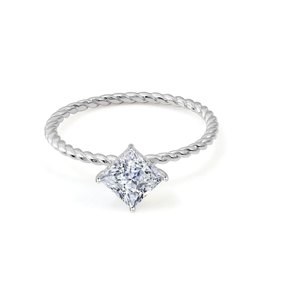 Bijoux de mariage élégant Moisanite Engagement Anneaux de diamant Real Femmes 14K Princesse Coup 3CT pour les femmes Bague-cadeau de luxe 1