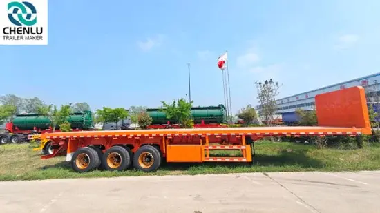 40/60ton Tri-Axle Flat Bed Semi Trailer for Shipping Container Transport 1