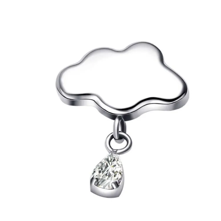 Eternal Metal Astm F136 Titanium Cloud With Teardrop Cz Internally Threaded Top Piercing 1