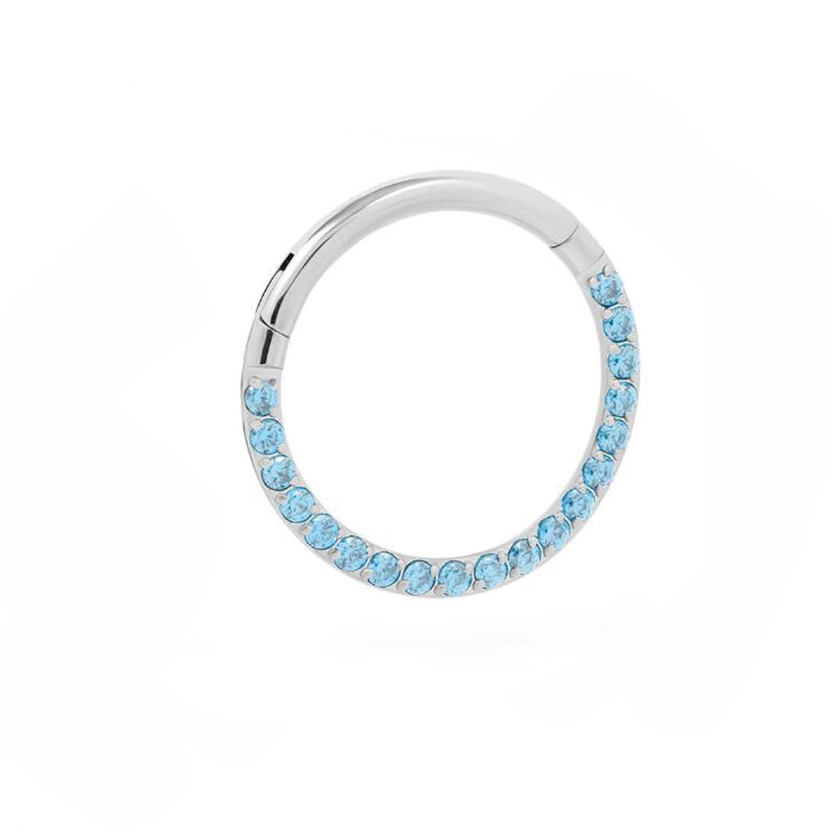 Eternal 16g Astm F136 Titanium Aqua Zirconia Easy To Bend Crystal Diamante Nose Hoop Jewelry Clicker Ring 1