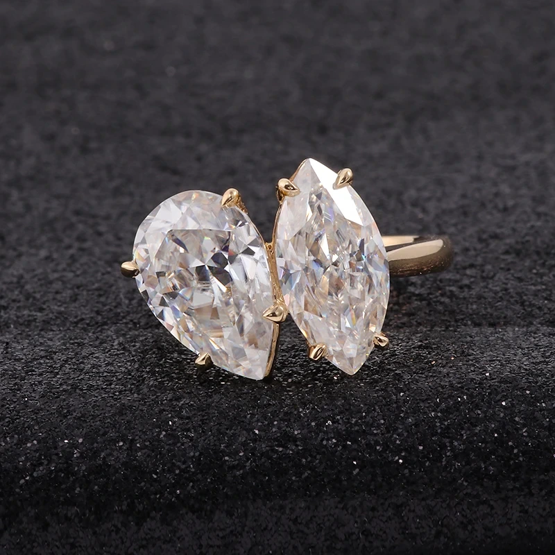 Hot Sale Fine Jewelry Engagement Wedding Rings 18k 14k 10k Solid Gold Pear/marquise Cut Moissanite Diamond Rings For Women Men 1