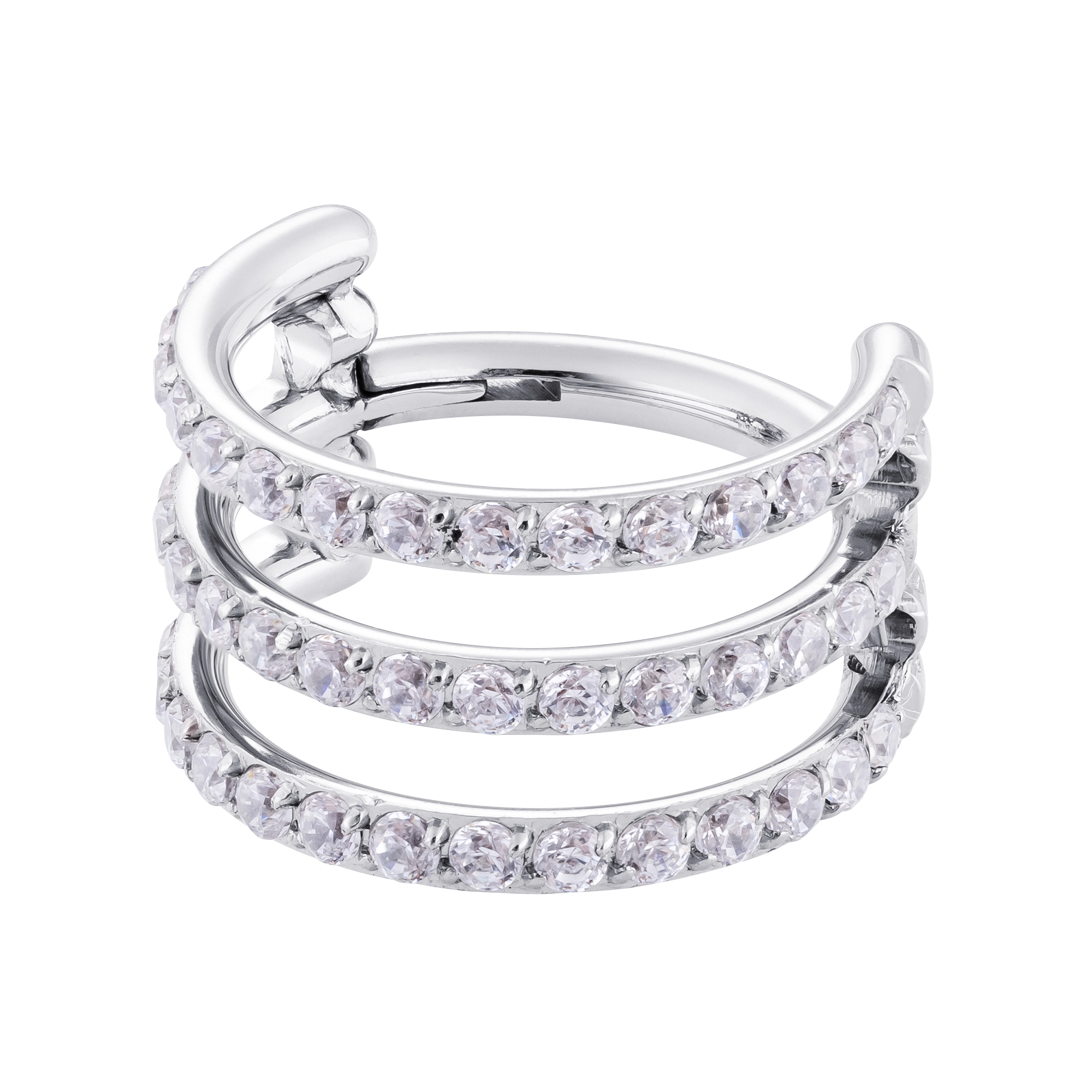 Eternal Metal Astm F136 Titanium Triple Hoops With Cnc Set Cz Side Facing Hinged Segment Clicker 1