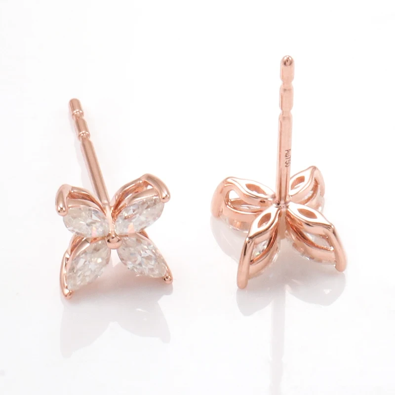 Boucles d'oreilles étalon femmes luxe vvs Moisanite mode 14k jaune bel bijoux solide féminin cadeau cadeau 18k boucles d'oreilles en or 1