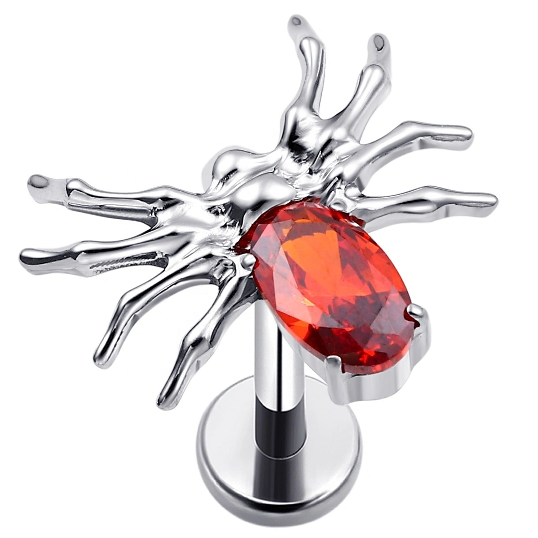 Eternal Metal Astm F136 Titanium Spider Shaped Threaded Labret Studs Piercing Jewelry Titanium 1