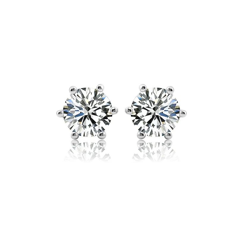 2025 Fashion 925 Silver Jewelry Def 0.5ct Round Moissanite Sterling Silver Earring Studs 1