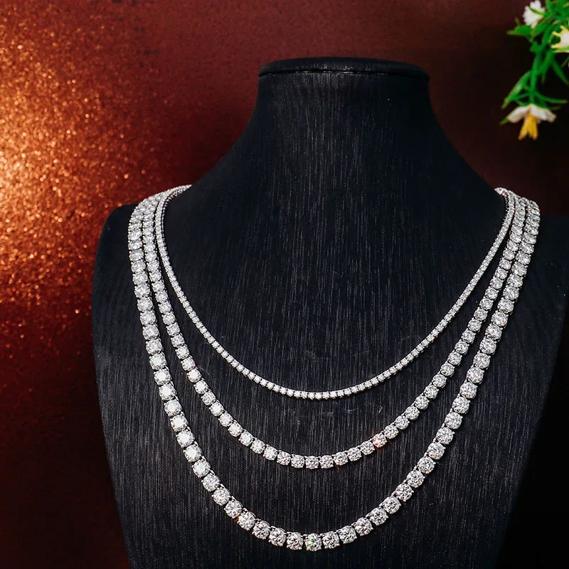 Fashion Hot Sale Vvs VVS Moisanite Diamond Real Solid 10k White Or 4 mm Moisanite Tennis Chaîne 1