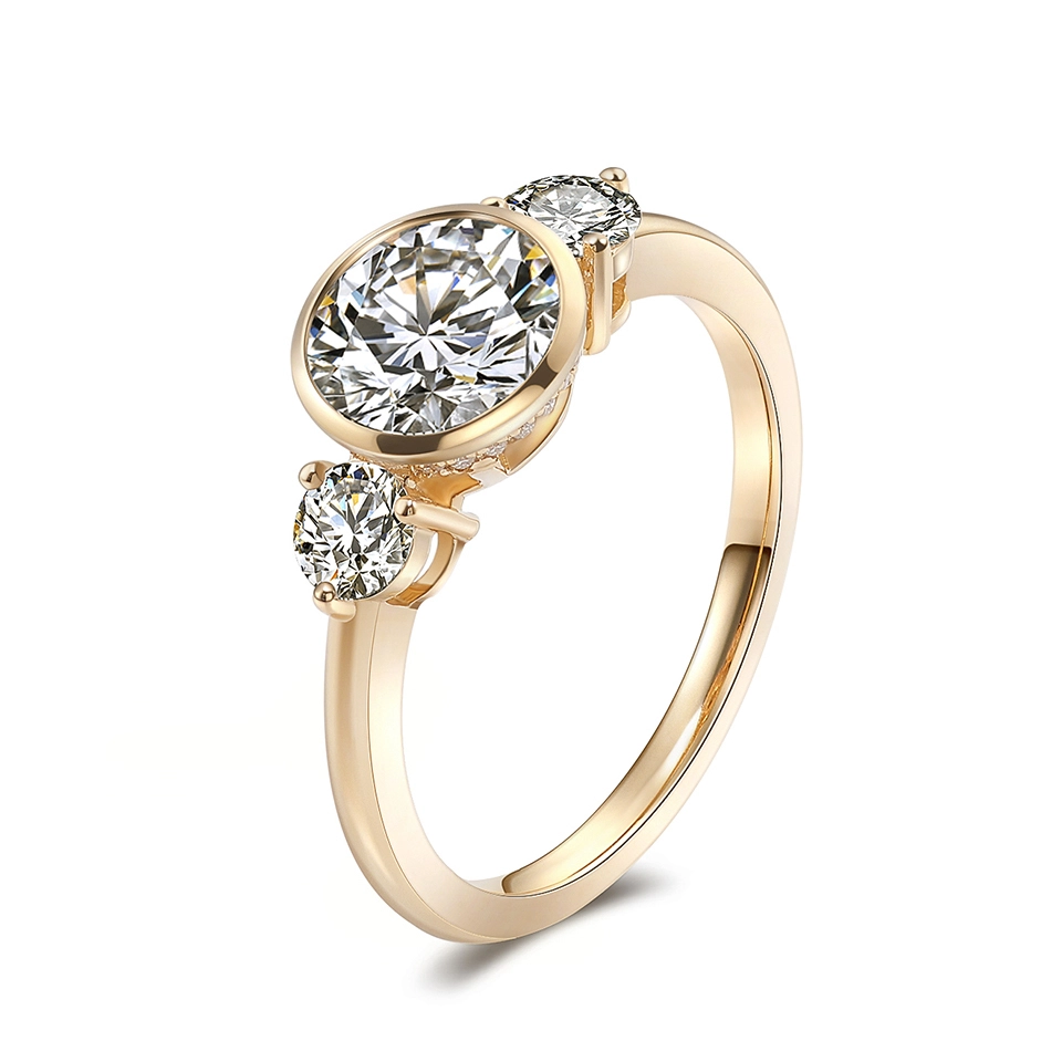 Bague de bijoux pour dames en or 18 carats, bague de fiançailles en moissanite ronde de 2 carats, bijoux fins, bague de fête de luxe 1