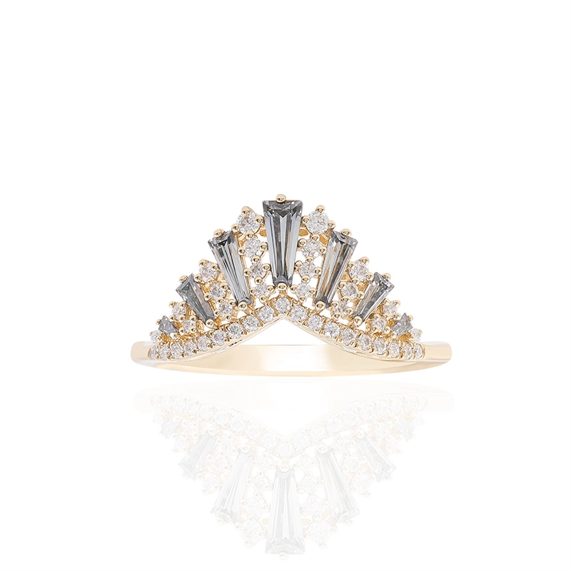 Provence Jewelry Moissanite 14k خاتم الذهب الأصفر باللون الرمادي الداكن اللون Moissanite Stone الكلاسيكي العصري 1