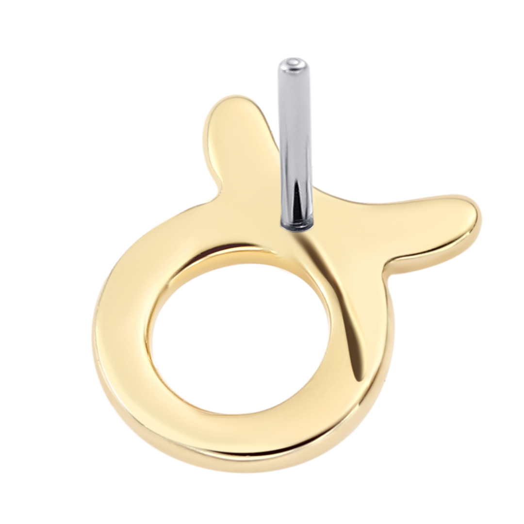 Eternal Metal 14k Solid Gold Zodiac Signs Taurus Earring<000000> Labret Jewelry Threadless Push In Ends Tops 9