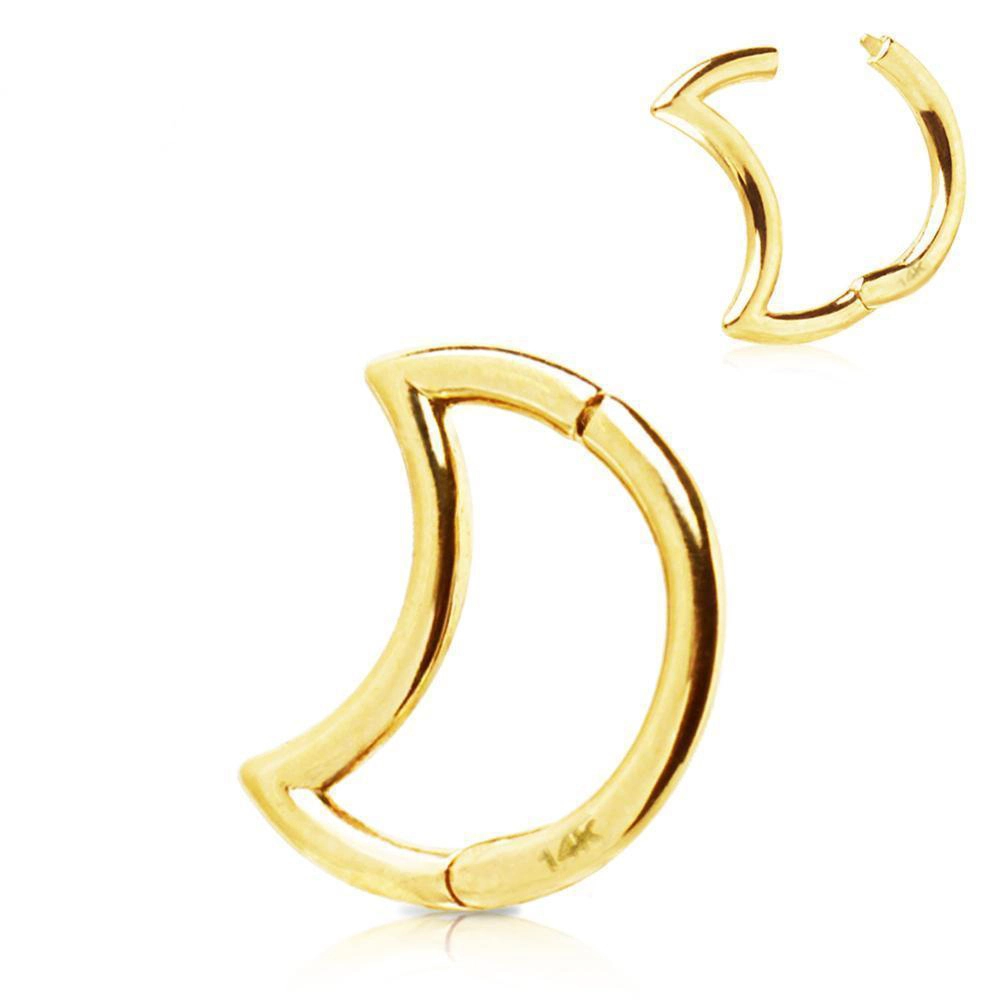 Eternal Metal 14k Solid Gold Crescent Seamless Clicker Hinged Segment Ring 1
