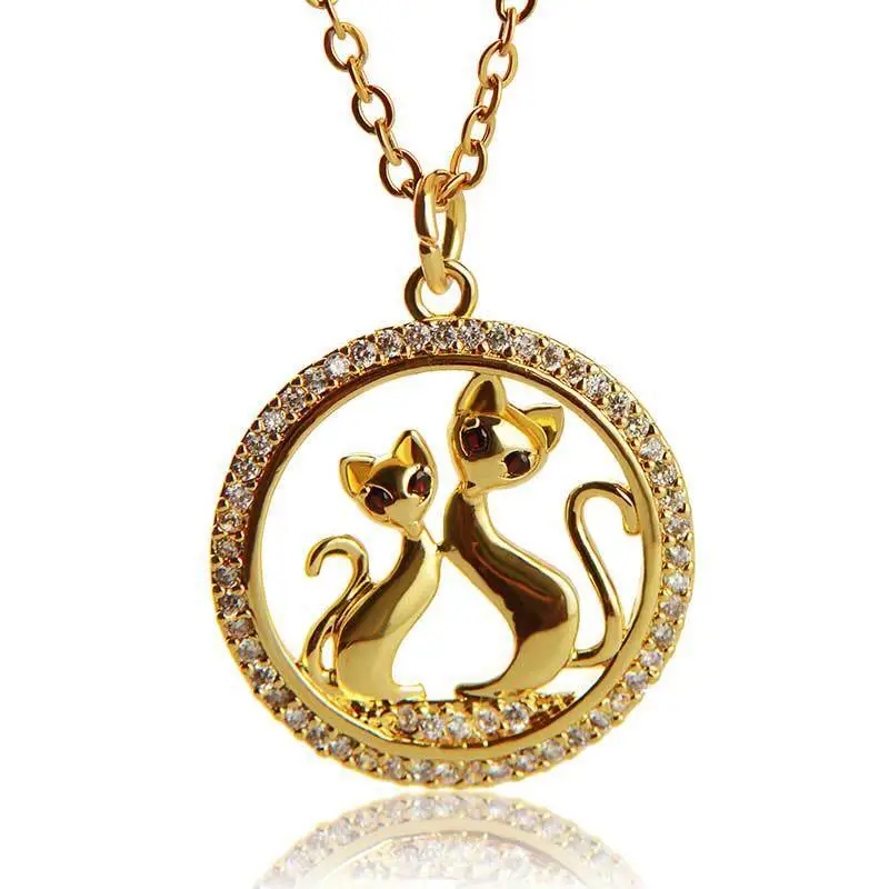 Manufacturer Wholesale Fashion Popular Diamond Fox Pendant Necklace Women's Luxury Gold-plated Stainless Steel Necklace 1