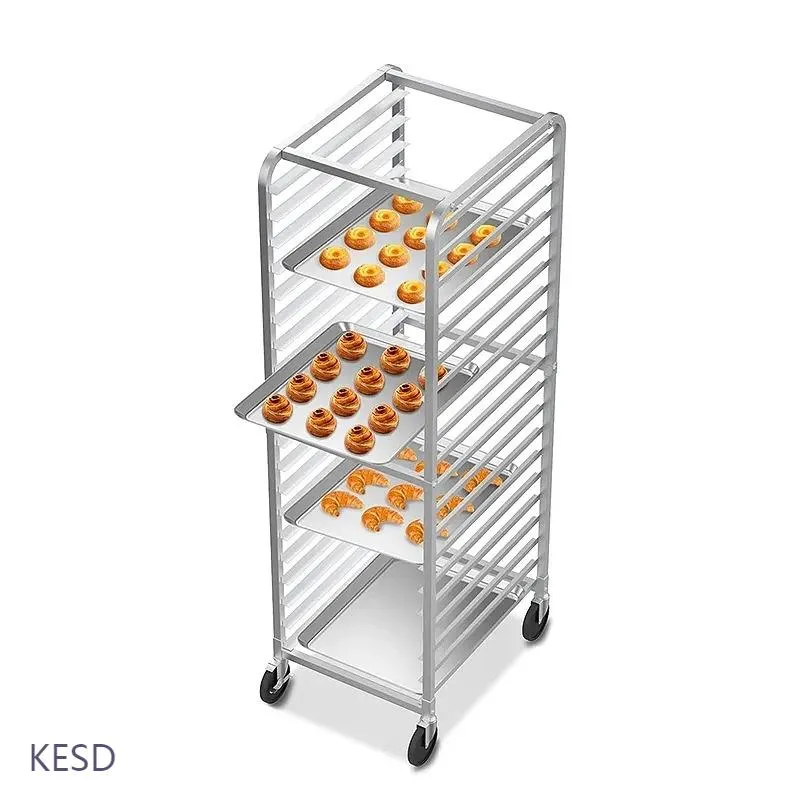 Stainless Steel Aluminum Bread Tray Cart for Bakery Delivery Hotel Suitable Bread Trolley 4