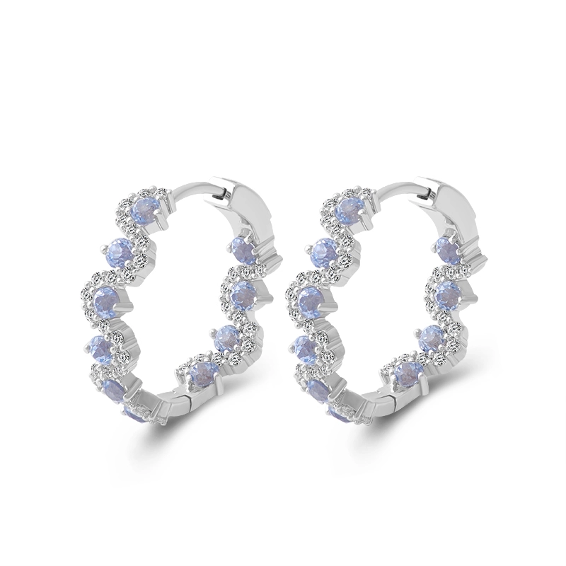 Wunderschöne Brauthochzeit Ohrringe Labor Sapphire und Labor Diamond Hoop Ohrringe aus Cluster Ohrringen Diamant Hochzeit Schmuck 1