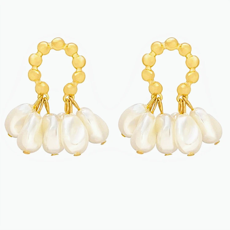 S925 Wholesale Of Minimalist And Elegant Baroque Pearl Earrings Women's Retro Palace High-end Irregular Earrings And Jewelry 1