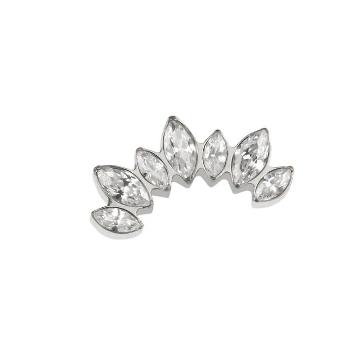 Eternal Metal Titanium Threaded With Prong Set Marquise Clear Cz 7-cluster Fan Shape Top Piercing Jewelry 1