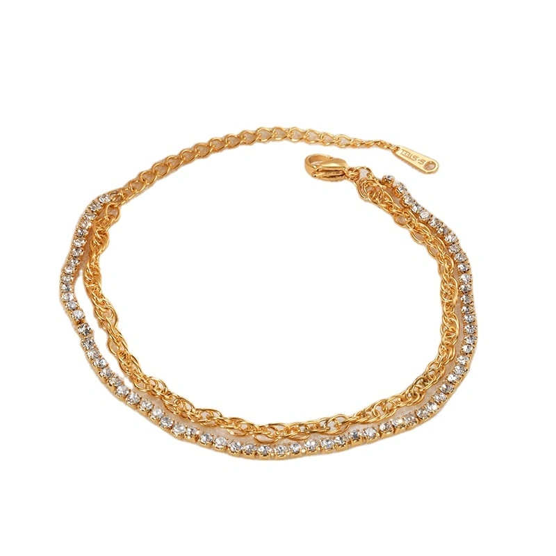 Fashion Temperament Titanium Steel Natural Stone Bracelet Advanced Multi-layer Stainless Steel Gold-plated Bracelet 1