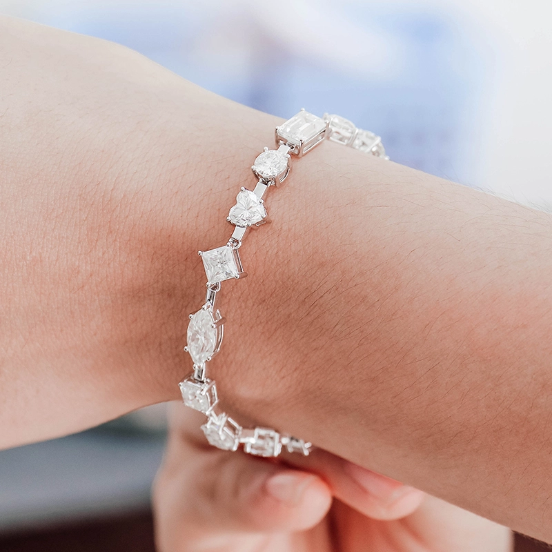 Fine Jewelry Bracelet Many Shapes Moissanite Stones 18k White Gold Bracelet & Bangles Classic Style Bracelet For Lover 1
