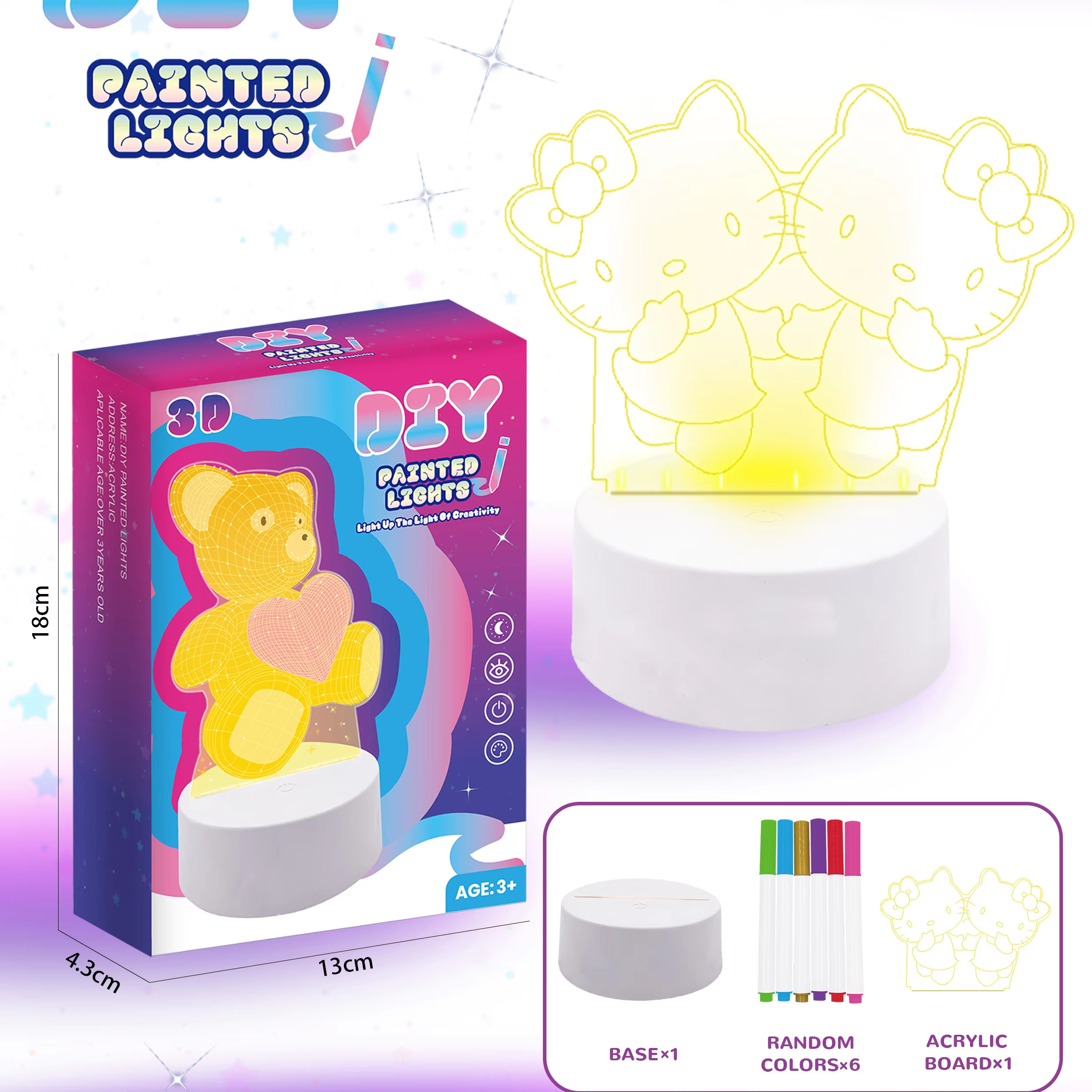 Creative Acrylic Lamp  Gl-CY15 3 Color Changing Drawing Board USB Touch Night Light Guangli 1