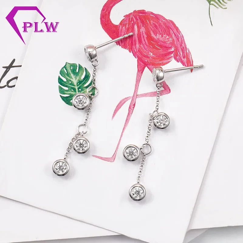 Boucles d'oreilles de drop élégant 14k 3 mm Moisanite Diamond Pendre Eore Boucles d'oreilles Linaire 1