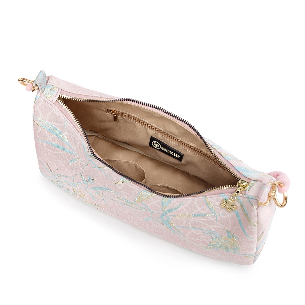 Hot Sale Hobo Saddle Bag Jacquard Poplin With Detachable Strap 4