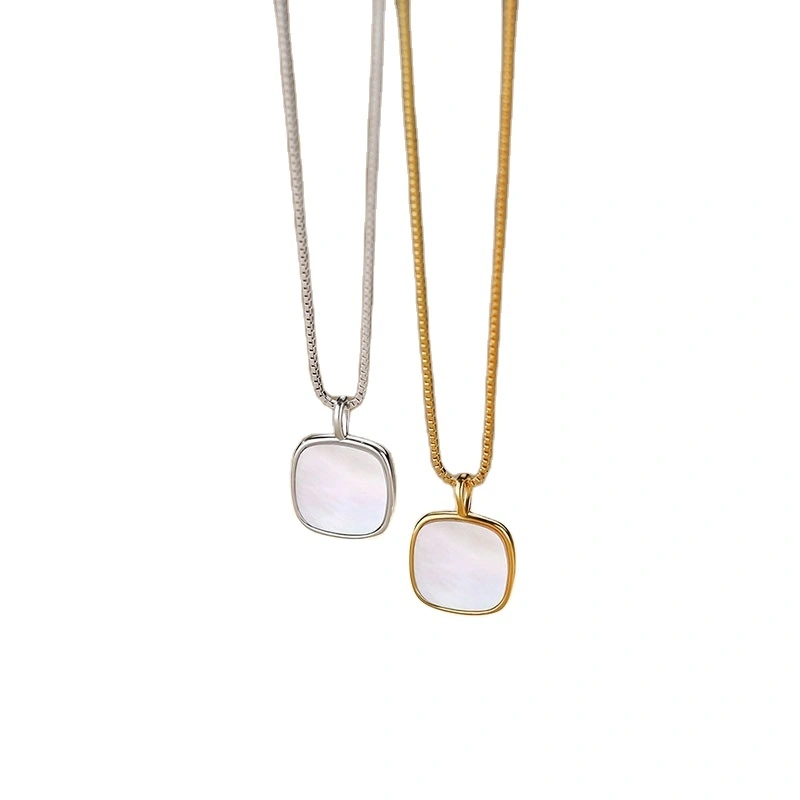 Manufacturers Wholesale Luxury Fashion Fine Gold-plated Geometric Square Silver-plated Necklace 1