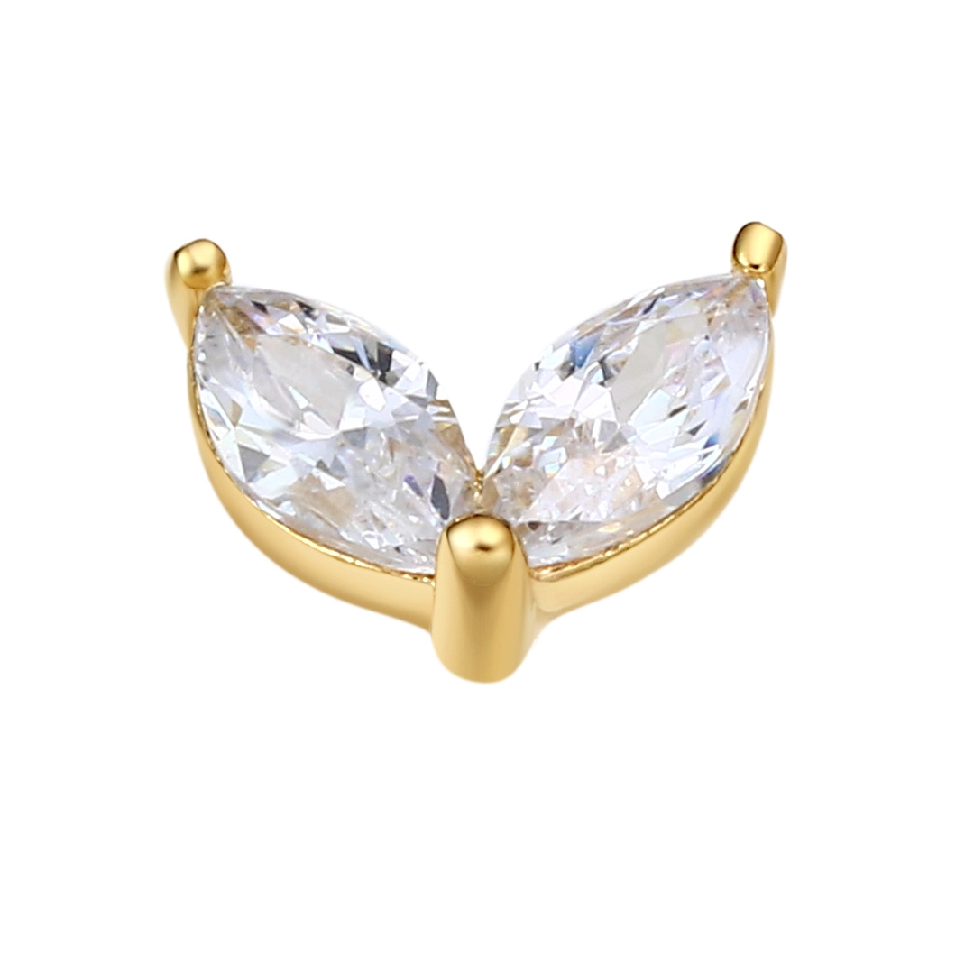 Eternal Metal 14k Solid Gold Threadless Push Pin Ends 5a Clear Zircon Piercing Jewelry1 1