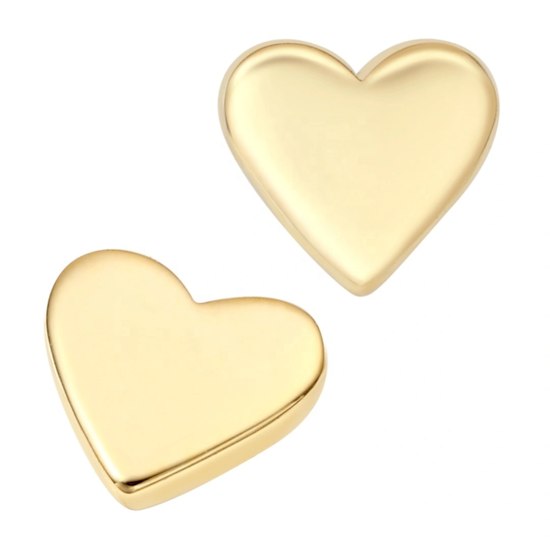 Eternal Metal 14k Solid Gold Heart Shaped Internally Threaded Tops Piercing Jewelry 1