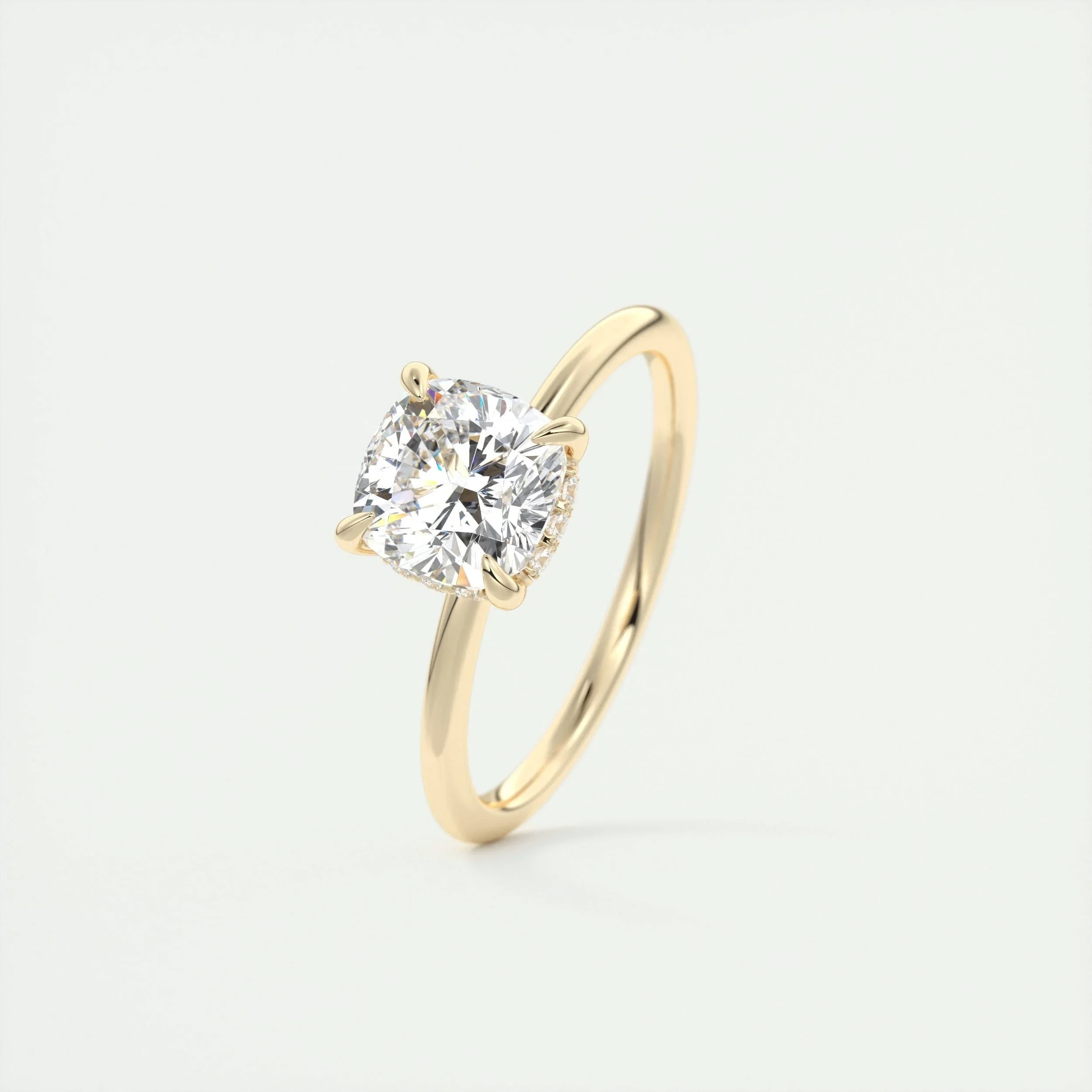 2ct Cushion Cut Lab Grown Diamond Ring D-vs1 Hidden Halo Engagement Ring 18k Rose Gold 1