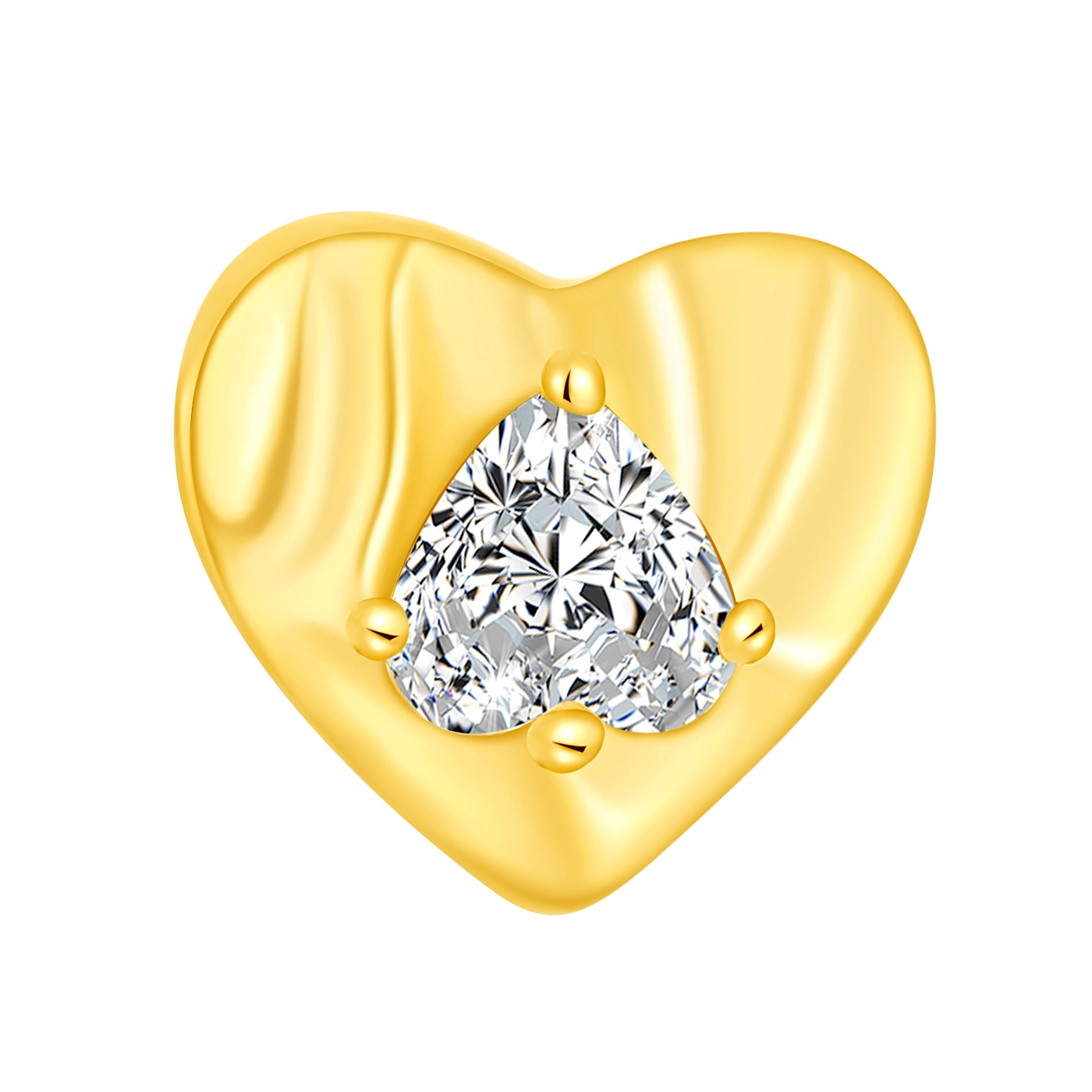 Eternal Metal 14k Solid Gold Ear Piercing Jewelry Heart Design Threadless Tops With Zircon Wedding Suitable Body Jewelry 1
