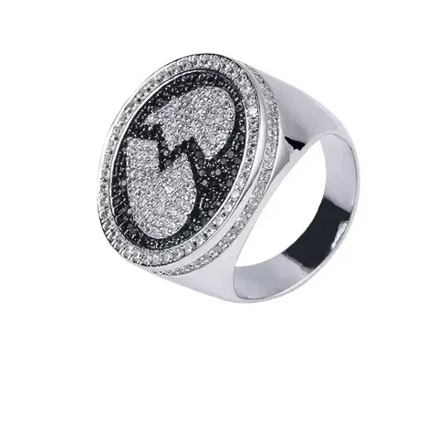 New Design Rings Symbol Moissanite Hip Hop Jewelry Punk Letter Engrave Luxury Iced Out Silver Men Wholesale Price Ring 1