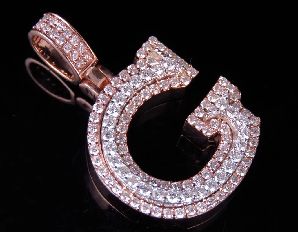 Schillernde echte 10k Rose & Weißgoldbrief G -Anhänger mit Moissanite Diamond 1