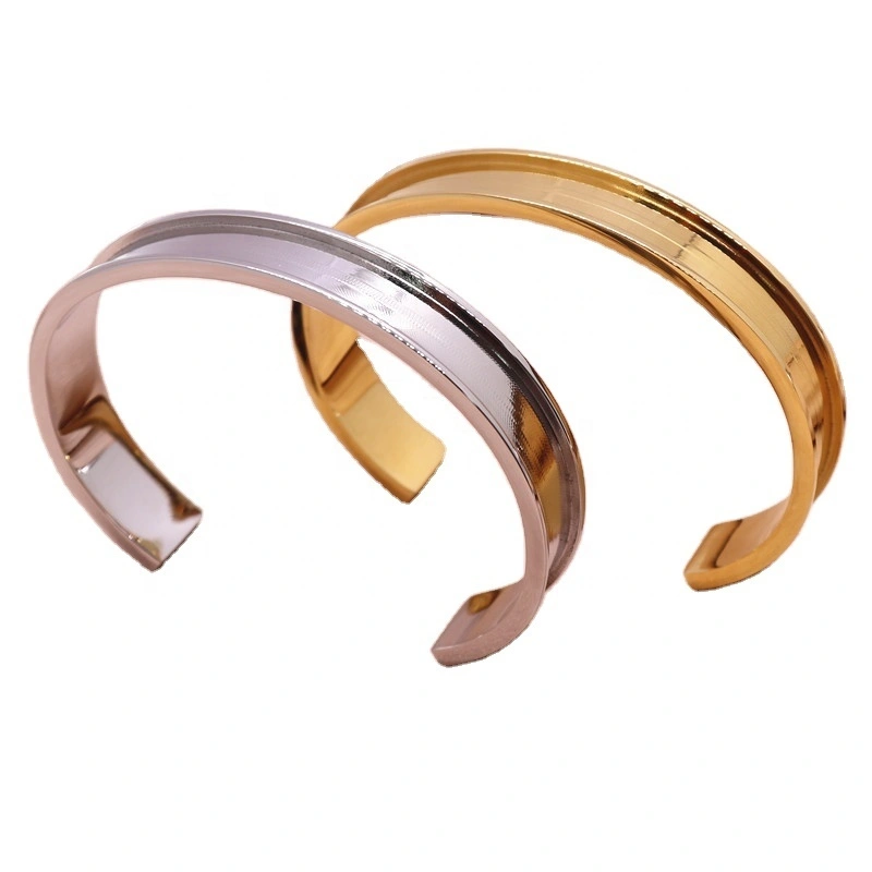 Wholesale Personalized Fashion Groove Bracelets For Women's Open Loop Diy Antique Stainless Steel Jewelry 1