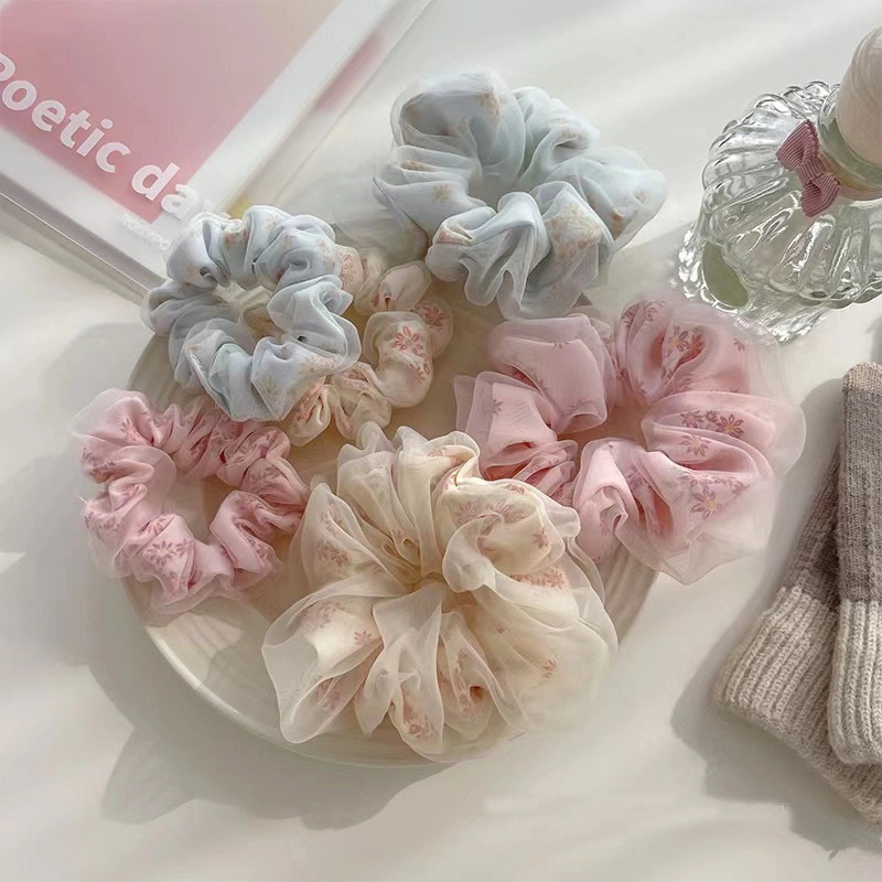 Dowell シュシュヘアアクセサリーヘアネクタイカスタム刺繍オーガンザフラワーシュシュ髪用 1