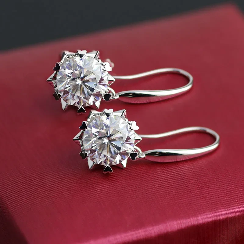 Pendientes de joyería vintage redondear el conjunto de pendientes de oro blanco moissanite 1