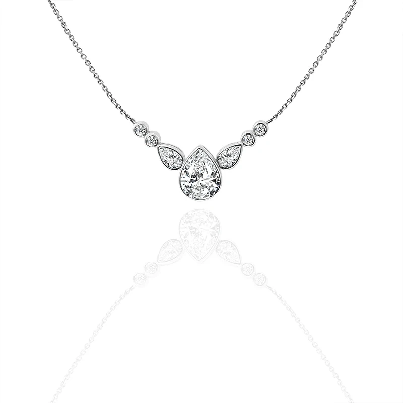 Colliers de chaîne or blanc 14K PEUR COUPE MISSANITE D COULEUR 2CTW Collier de pendentif 1