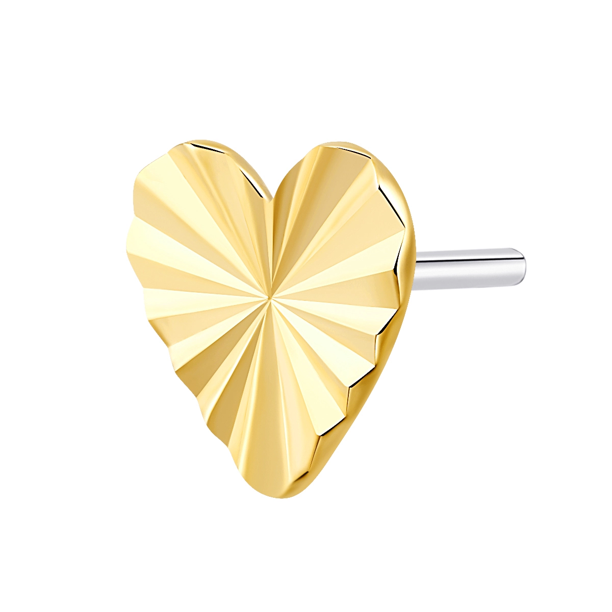 Eternal Metal 14k Solid Yellow Gold Rose Gold Diamond-cut Heart Ear Helix Tragus Threadless Push In Ends Tops 1