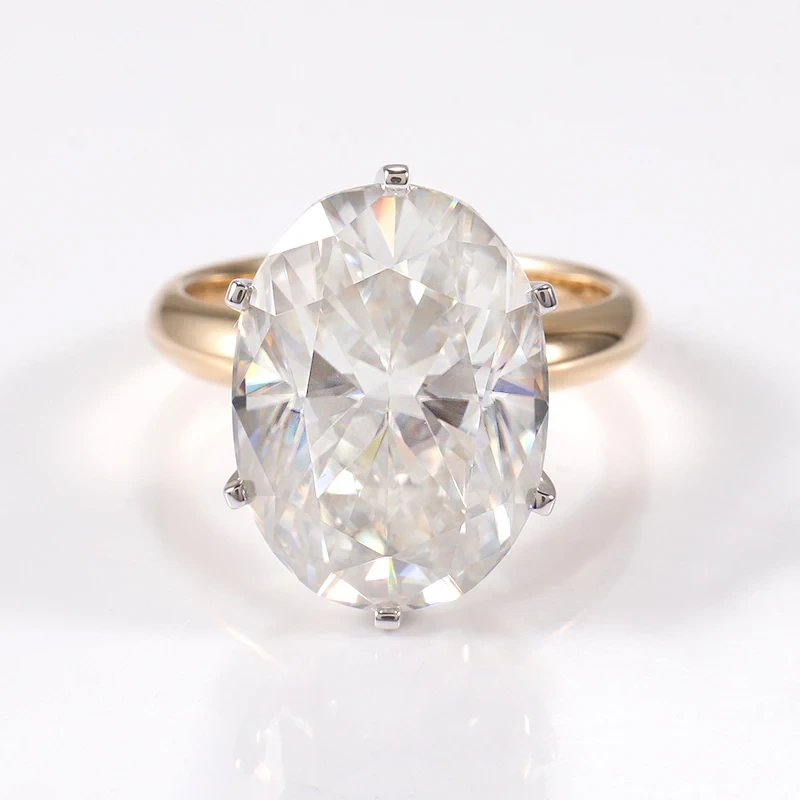 Anneau de réalité rempli d'or 4 carats OVAL MISSANITE RING 12X8 14K JAUNE GOLD OVAL DIAMOND RING 1