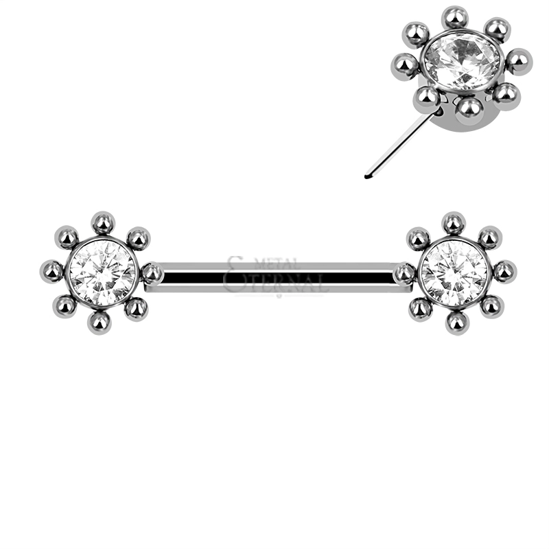Eternal Metal Astm F136 Titanium Threadless Petal Cz Nipple Barbells Piercing Jewelry 1