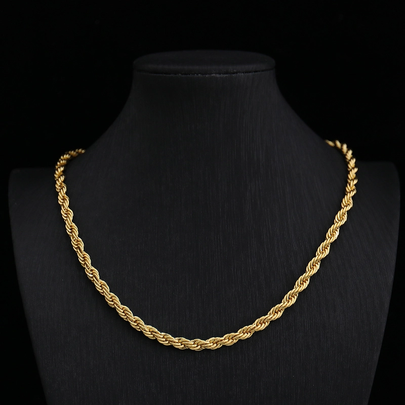 Provence Jewelry 18k Solid Yellow Gold/rose Gold 1.45mm 18inches Diamond Cut Men's Rope Chain For Hiphop Pendants 1