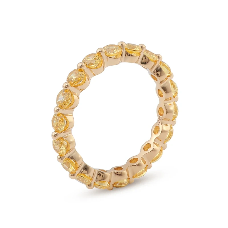 Provence Jewelry 18k أصفر من الذهب الصلب حقًا 3 مم جولة رائعة اللون الأصفر المقطوع Moissanite Band Ring Gift for Wife Women 1