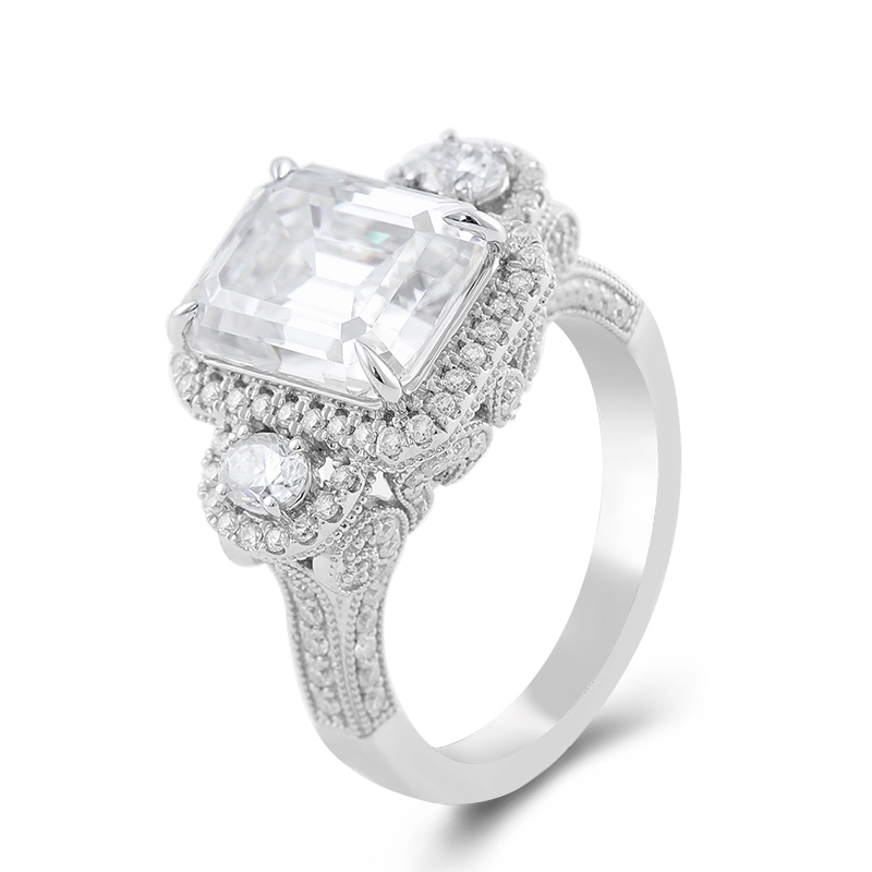 Provence Custom Luxury Noble 5 Carat Emerald Cut Moissanite Diamond Wedding Rague de soirée Robe de soirée Rabonde de fête 1