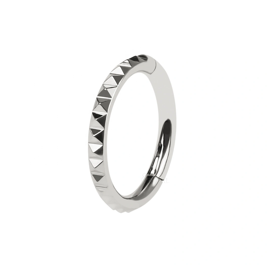 Eternal Metal Astm F136 Titanium Lined Pyramid Cuts Hinged Segment Ring Piercing Jewelry 1