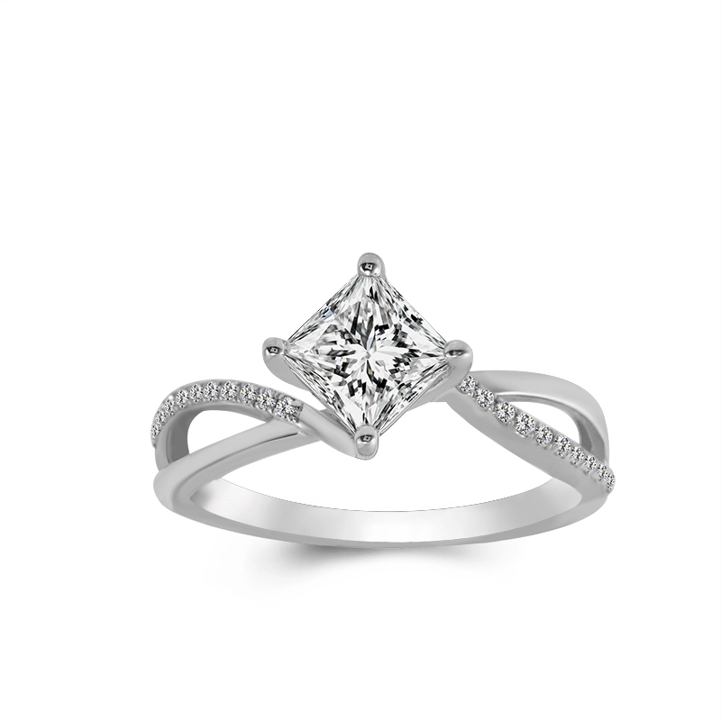 2021 BILANDE DE FOCHIE SIGHT RING de fiançailles Couleur blanche 5,5x5,5 mm Princesse Cut Moissanite Femmes de fiançailles 1