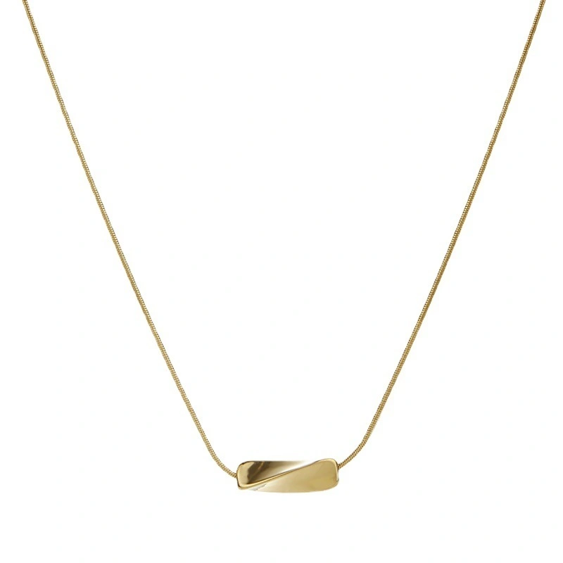 Non Fading Shower Wearable New Titanium Steel Geometric Irregular Twisted Design Snake Chain Pendant Necklace For Women 1